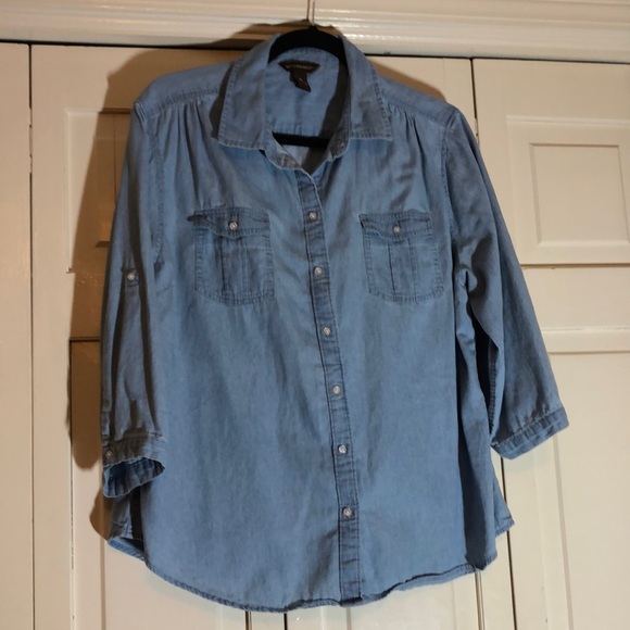 Bit & Bridle Chambrey Shirt 3/4 Sleeve with Roll Tab Sleeve SZ XL - Picture 1 of 6